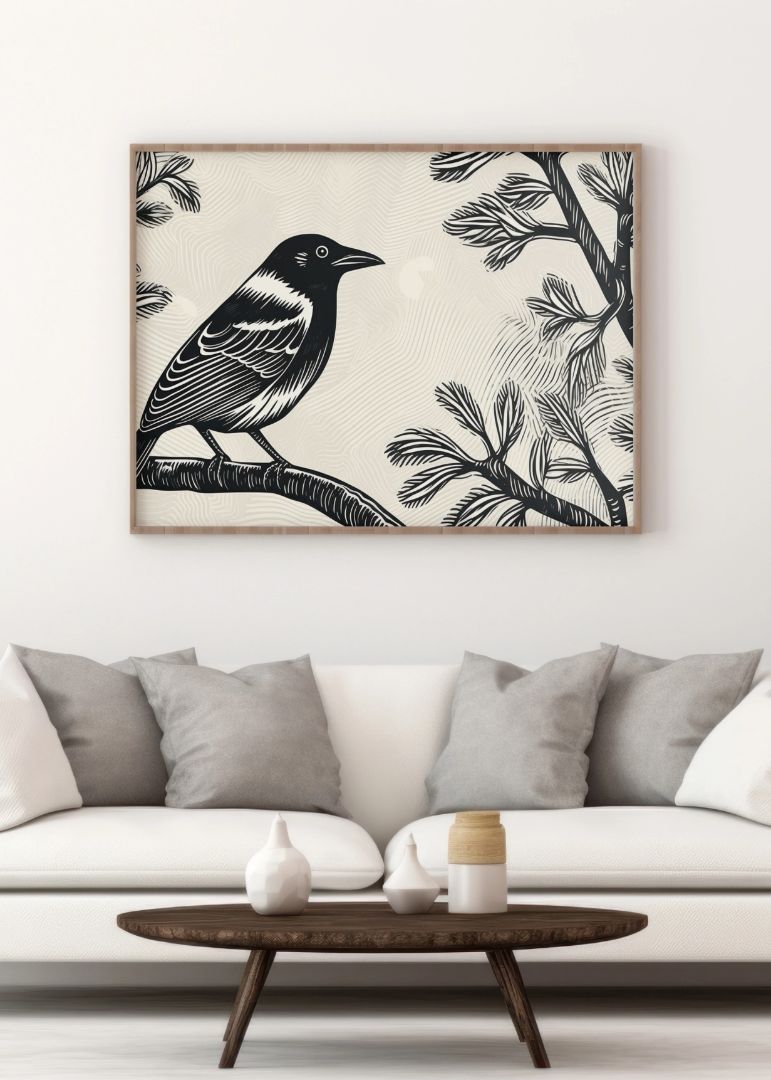 Bird linoleum art