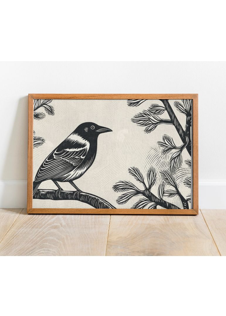 Bird linoleum art