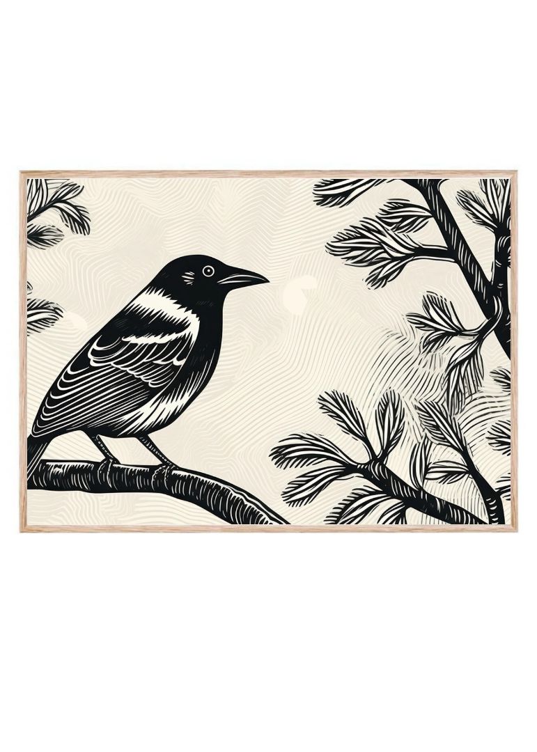 Bird linoleum art