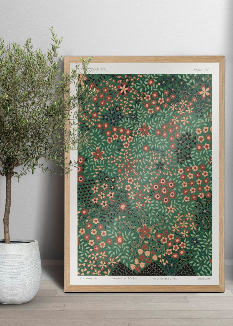 Japanese floral print pattern christmas