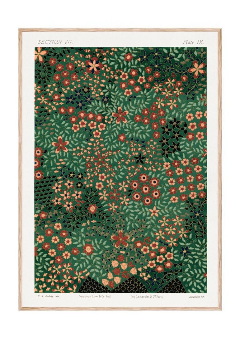 Japanese floral print pattern christmas