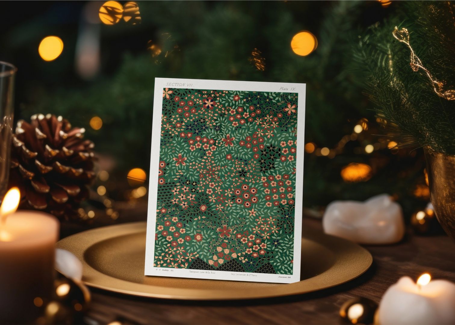 Japanese floral print pattern christmas