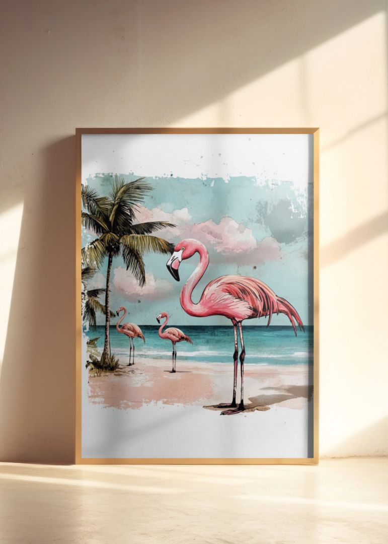 Flamingoer På Stranden