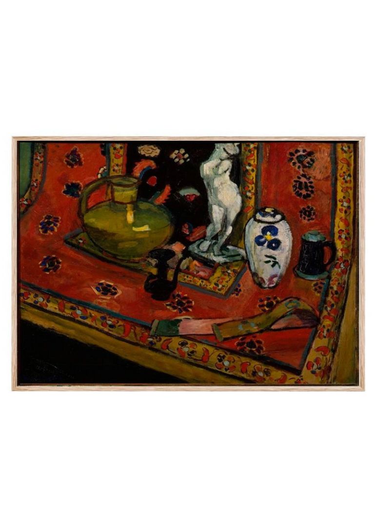 Statuette and Vases on Oriental Carpet (Still Life in Red of Venice)