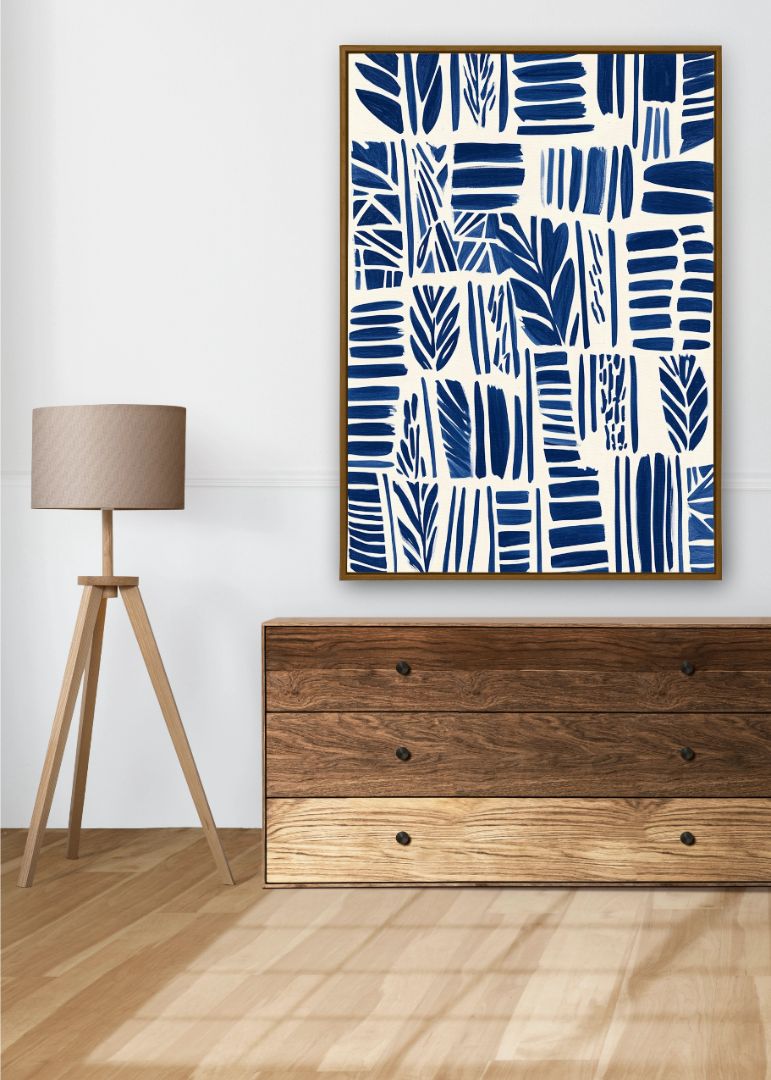 Blå Grafik & Line Art Billedvæg