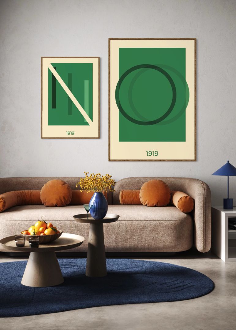 Grøn Geometri Billedvæg