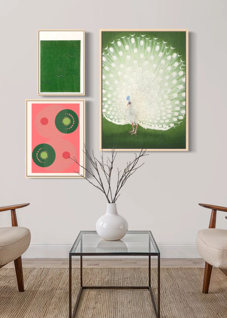 Påfugl & Grafisk Harmoni Billedvæg