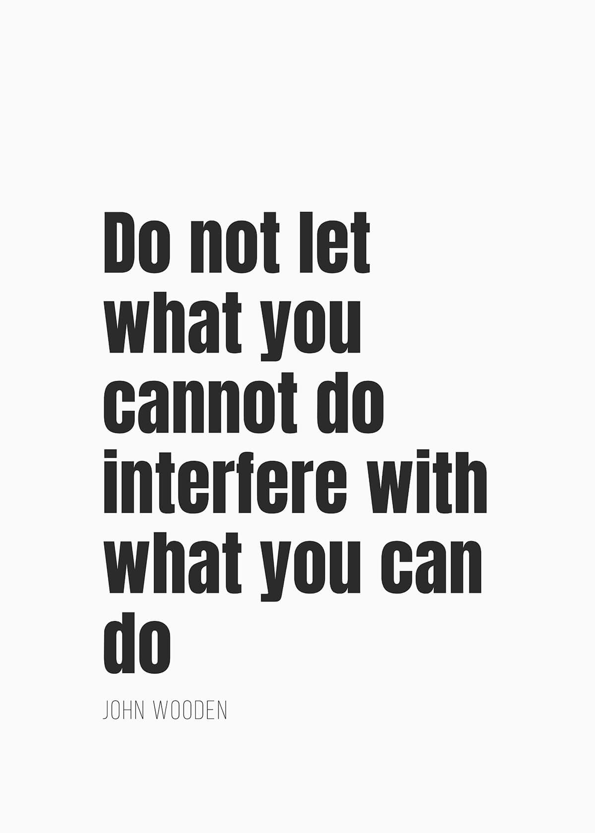 Do not let what you cannot do interfere with what you can do