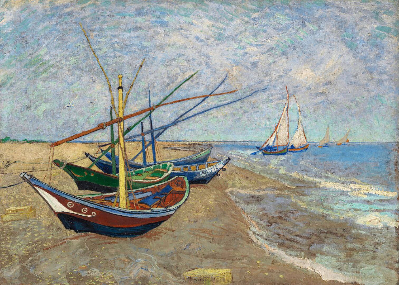 Fishing Boats on the Beach at Saintes-Maries (1888)