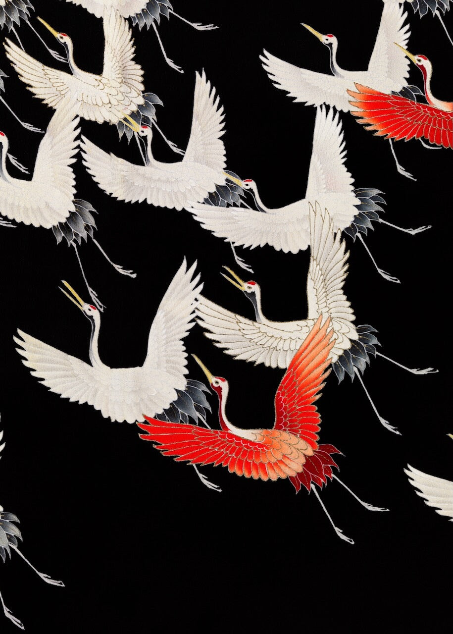 Furisode with a Myriad of Flying Cranes