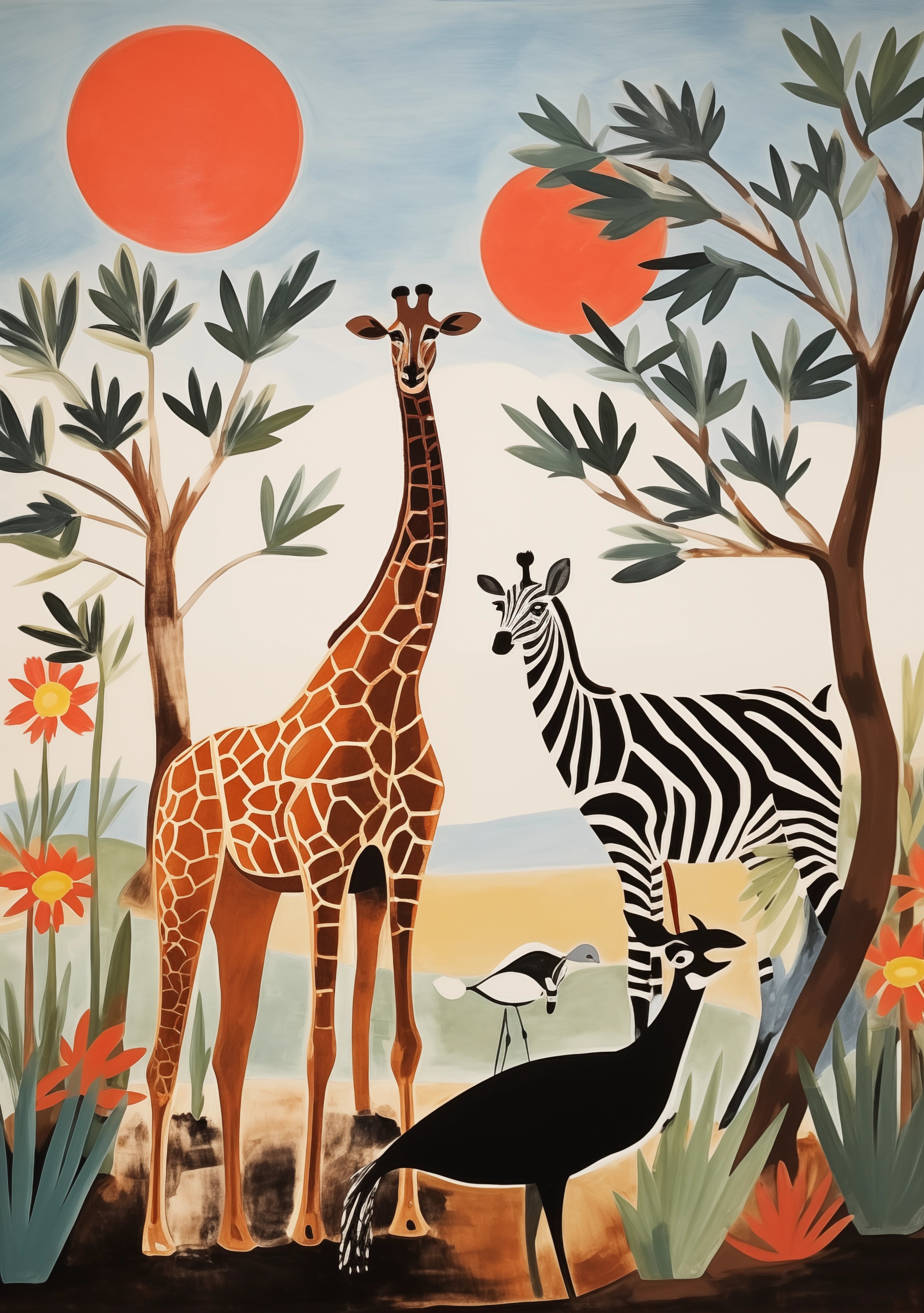 Giraf på savannen