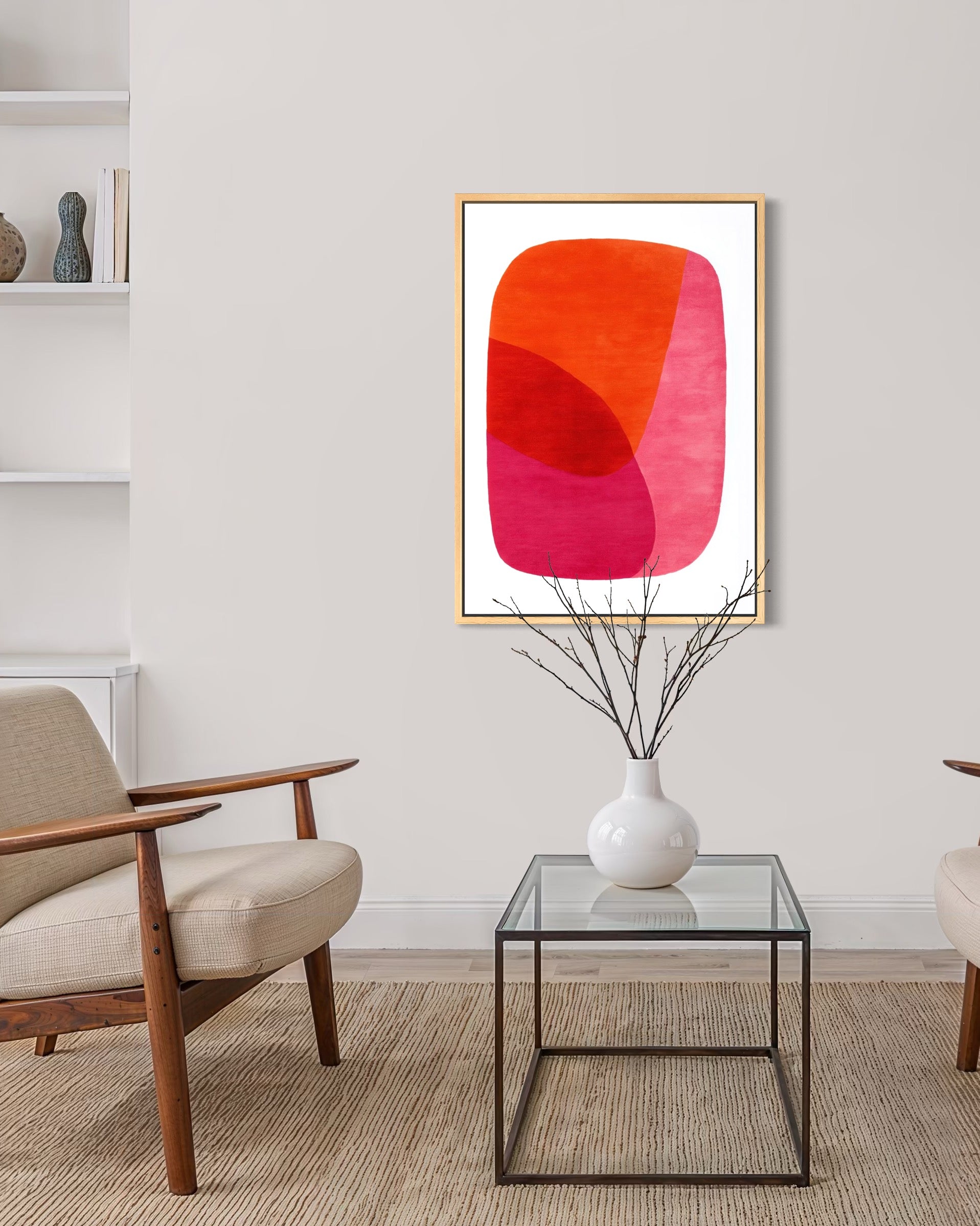 Varme former - Abstrakt plakat i røde og pink nuancer