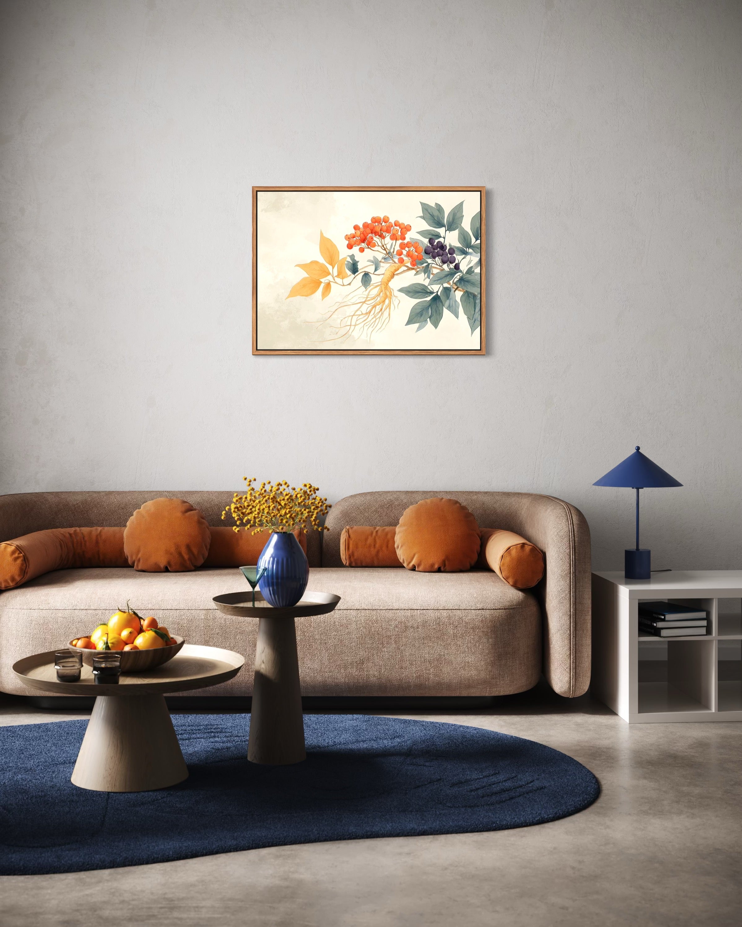 Botanisk harmoni - Naturplakat med rønnebær og møke blade