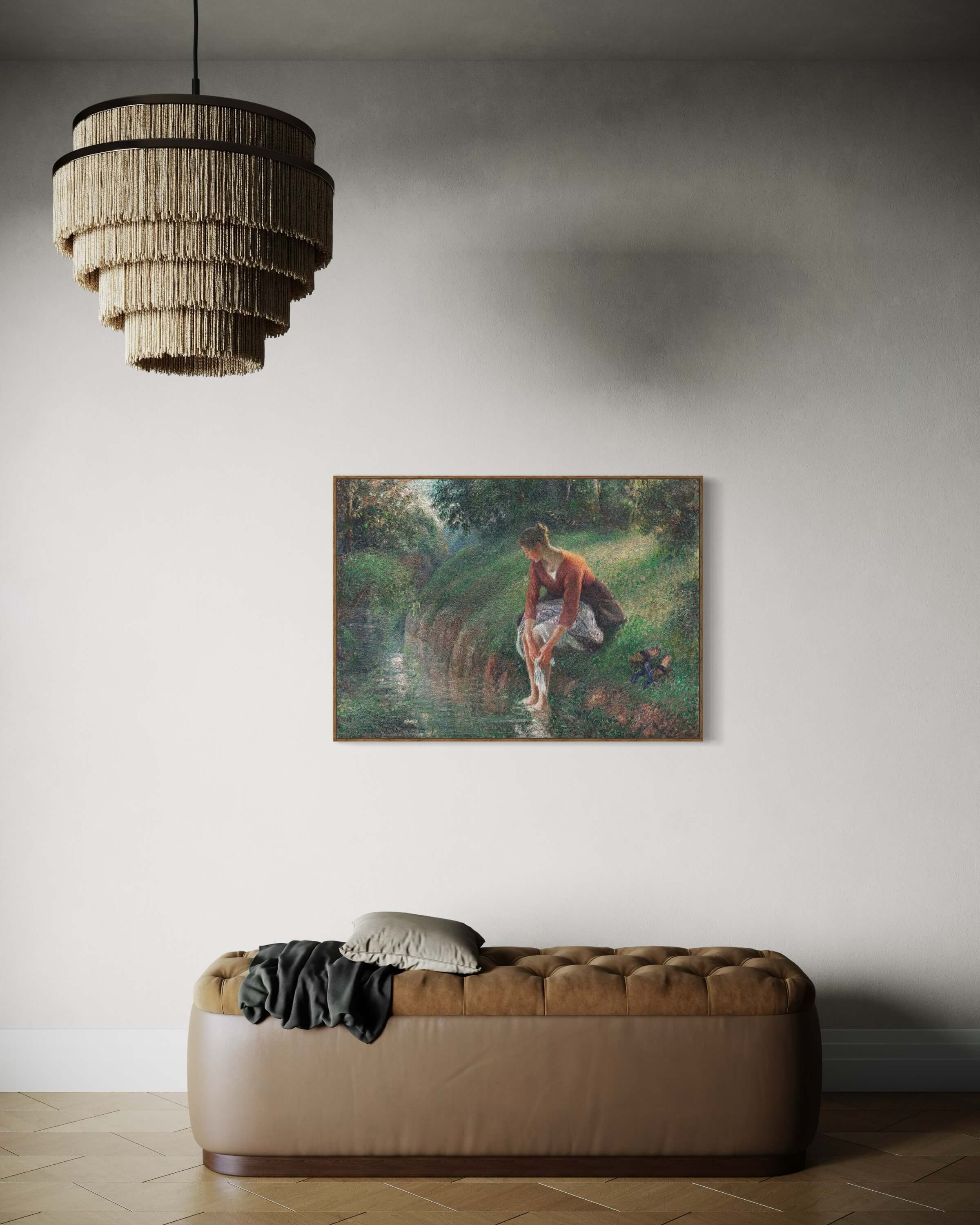 Woman Bathing Her Feet in a Brook