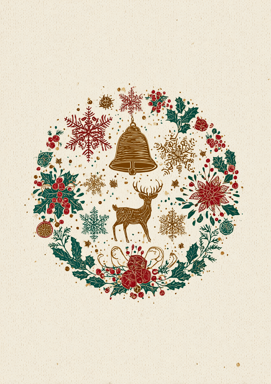 Julekrans med rådyr og klokke