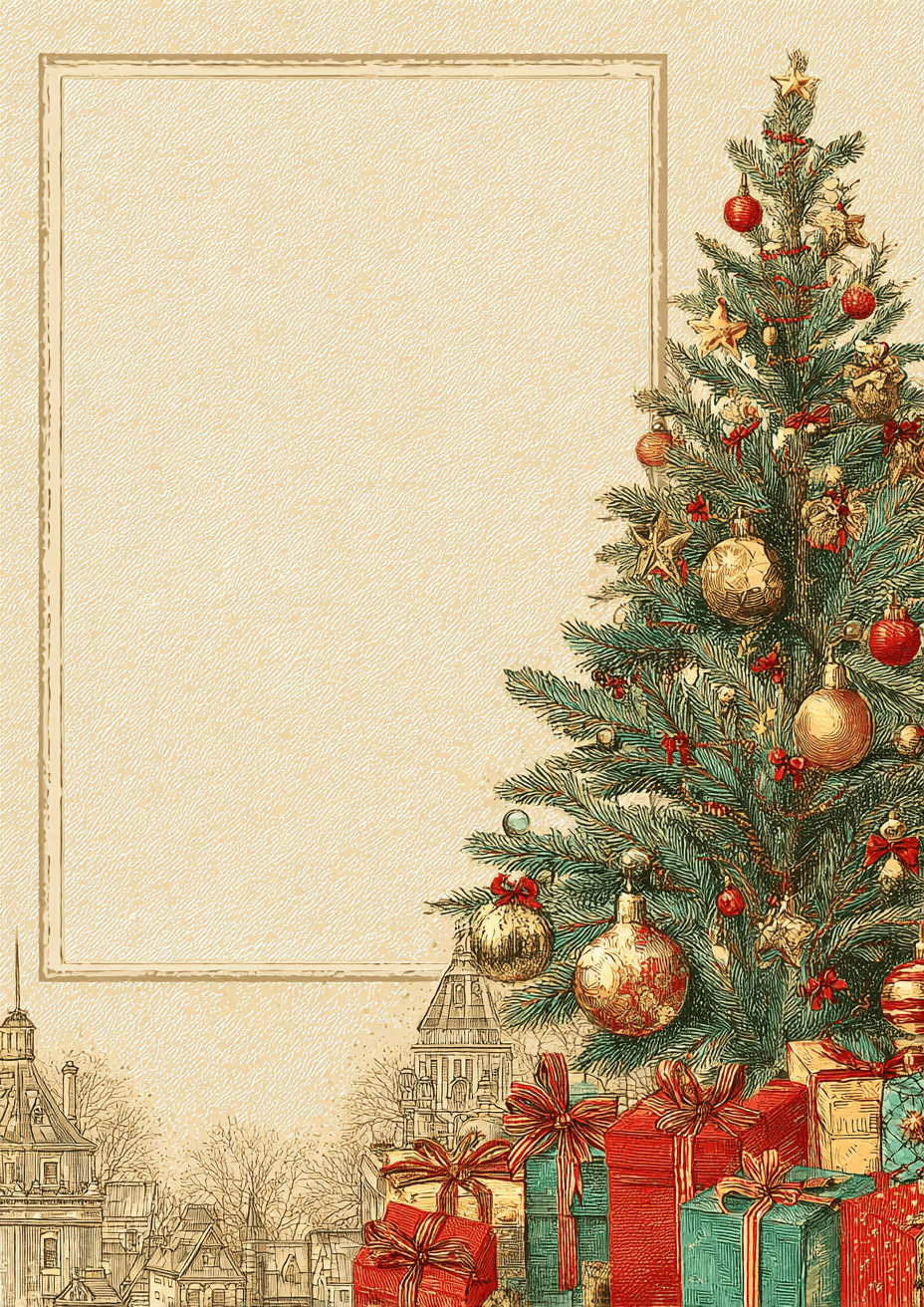 Klassisk juletræ med gaver