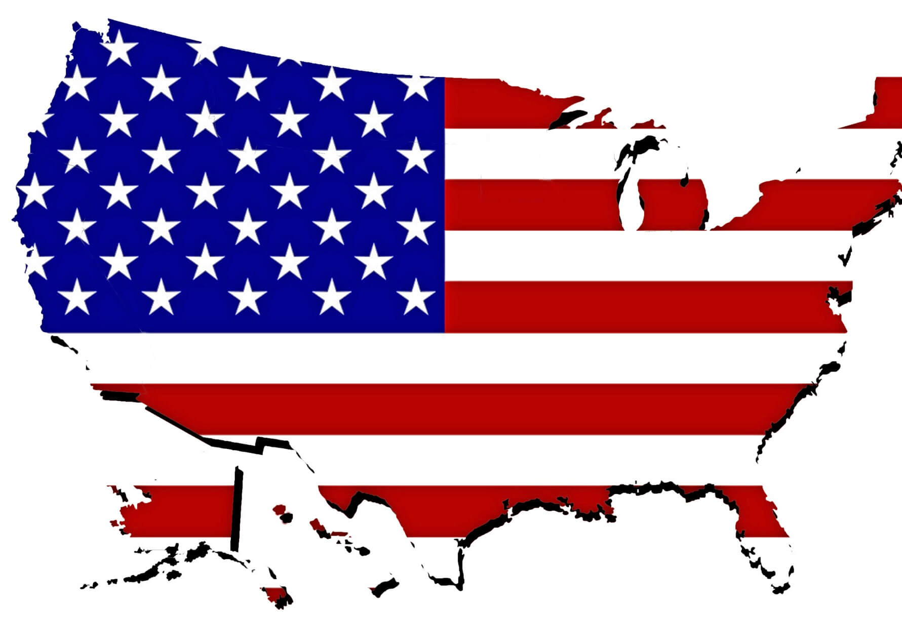 Kort over USA - flag