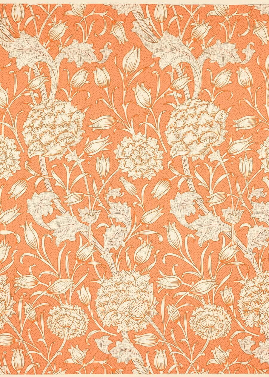 Orange Vintage Blomstermønster