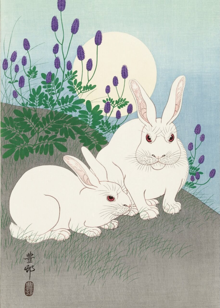 Rabbits at Full Moon