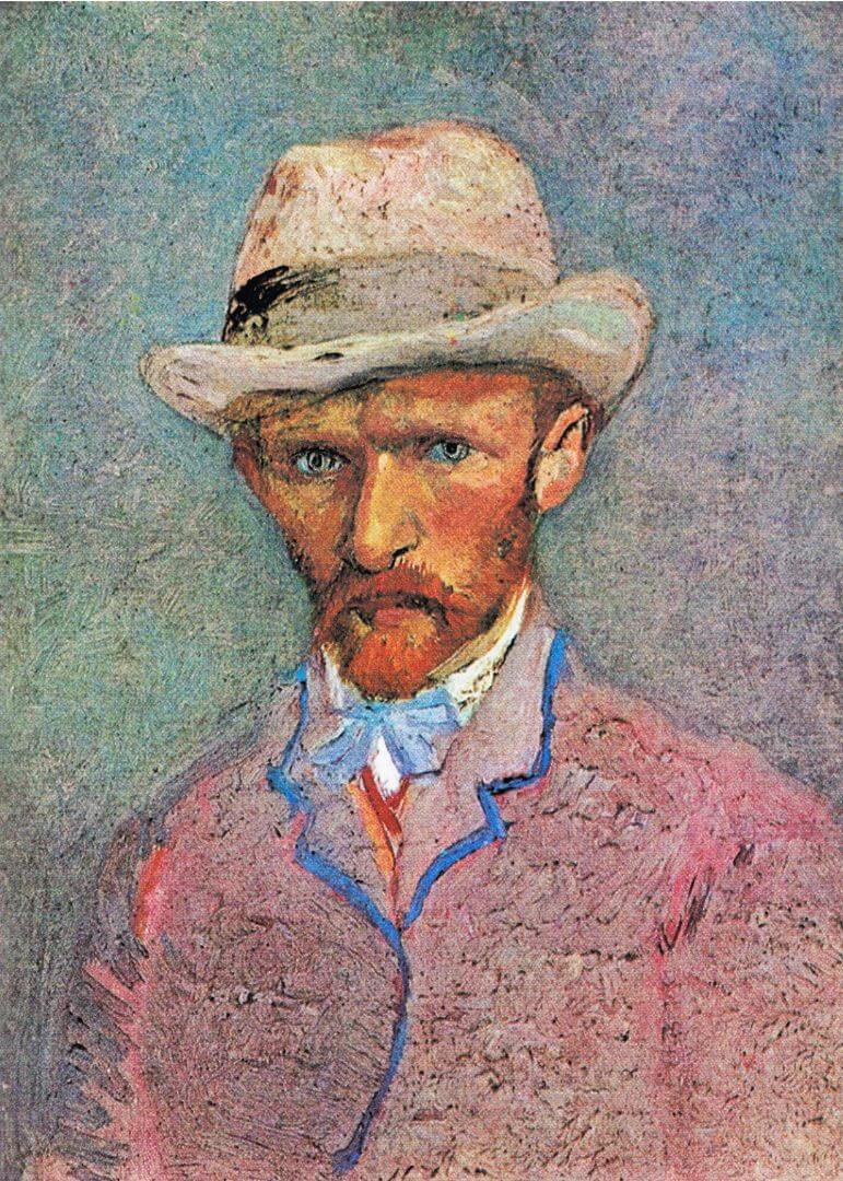 Self-Portrait with a Gray Straw Hat (1887)