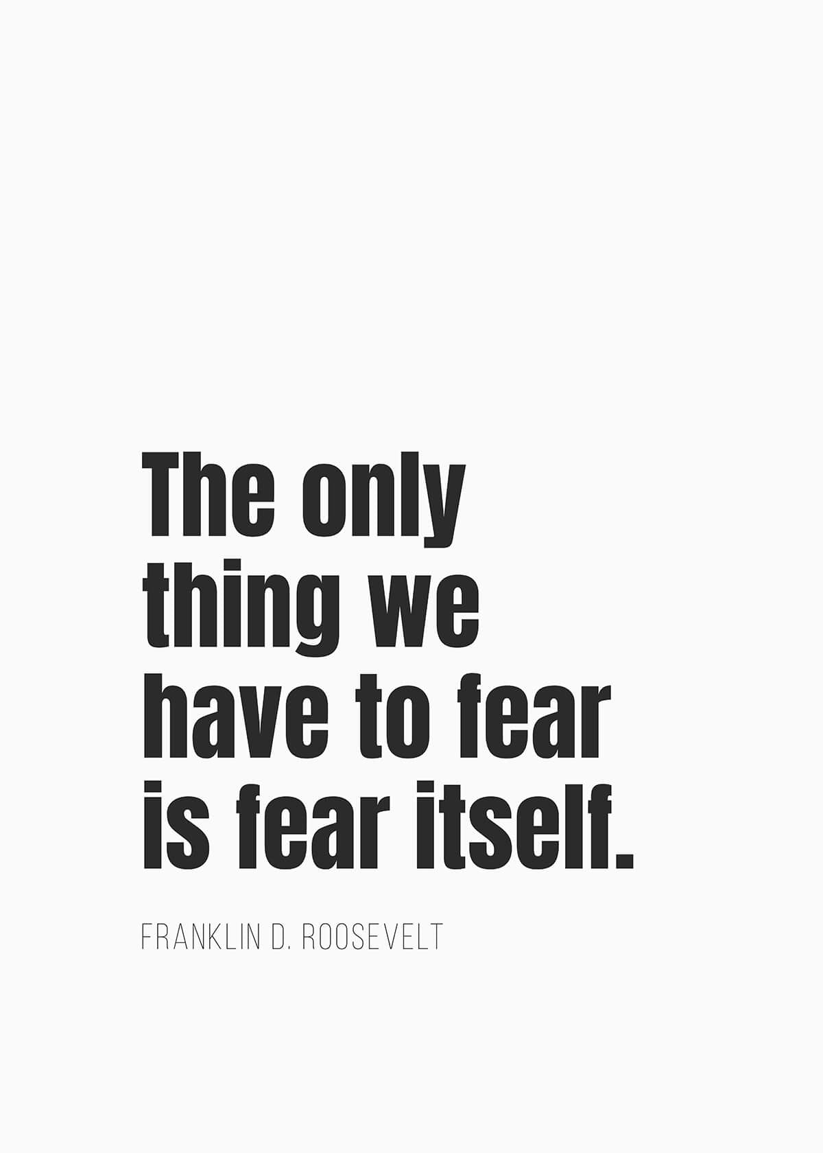 The only thing we have to fear is fear itself