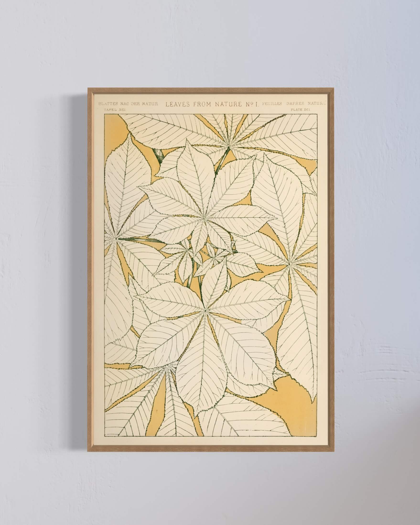Vintage mønster i gul med blade