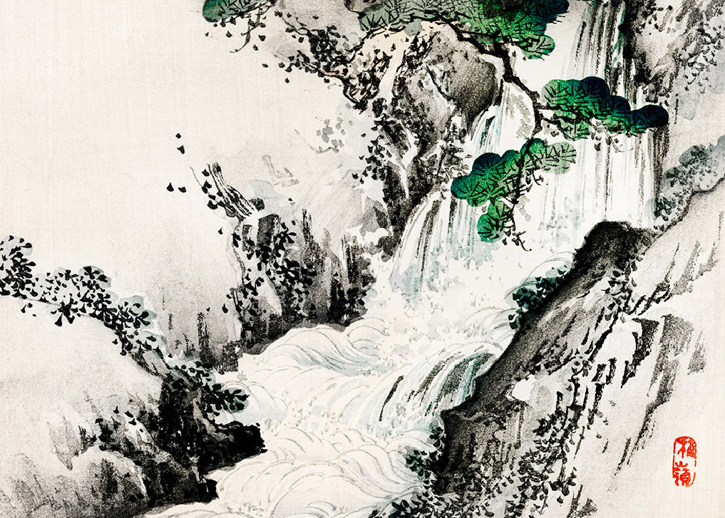 Waterfall by Bairei Kono