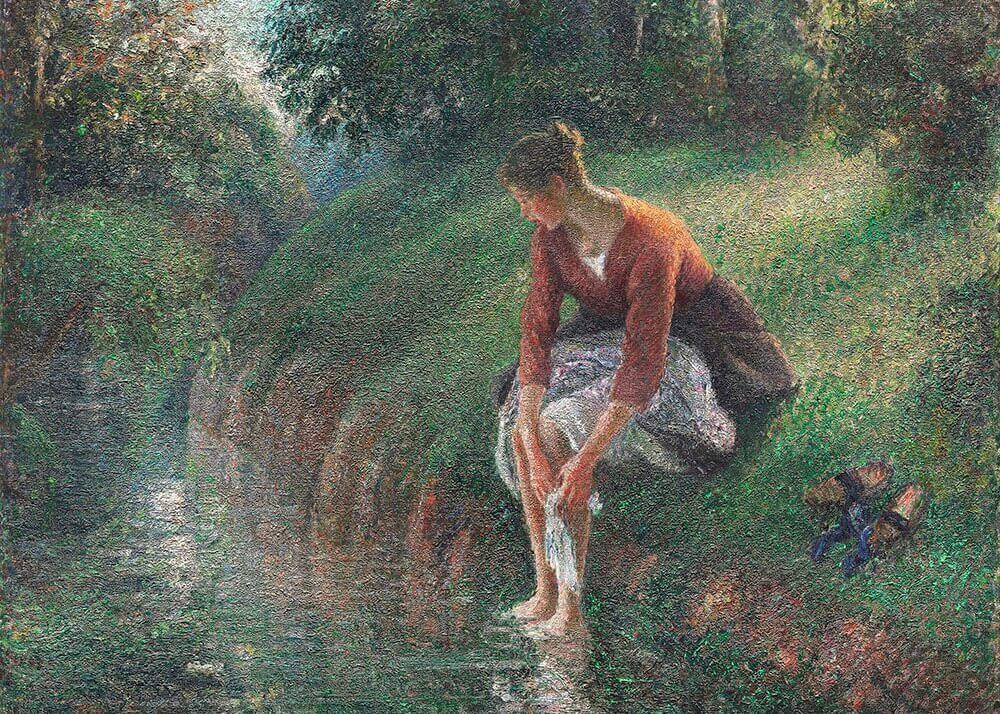 Woman Bathing Her Feet in a Brook