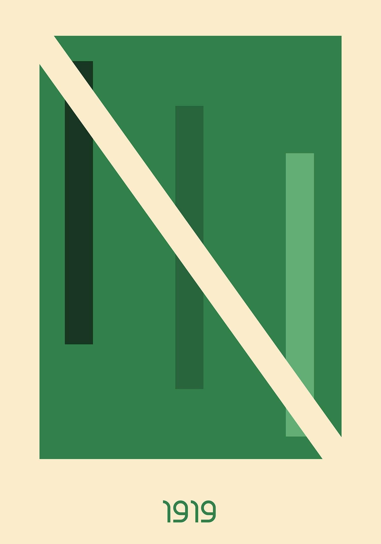 Grøn Geometri Billedvæg